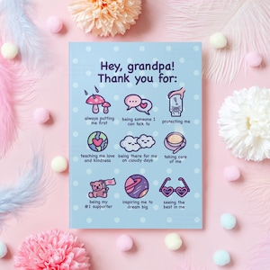 Linda tarjeta para el abuelo / ¡Gracias, abuelo! / Feliz Día de los Abuelos / Regalo saludable hecho a mano para el abuelo / Cumpleaños del abuelo A6/A5