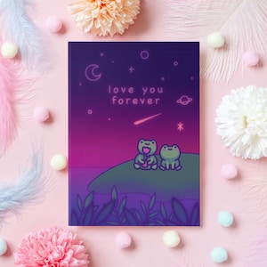 Frog Anniversary Card | Love You Forever | Cute Love, Birthday, Wedding Anniversary Card | Gift for Husband, Wife, Boyfriend - Her or Him