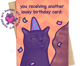 Tarjeta de cumpleaños divertida con gato negro / Meme del gato distraído / Tarjeta de cumpleaños con la que te sentirás identificado