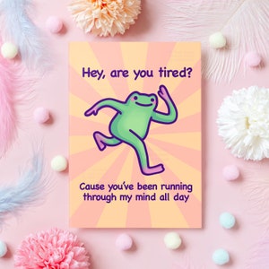 Funny Frog Anniversary Card | Running Through My Mind All Day | Anniversary or Just Because Gift for Husband, Wife, Boyfriend - Her or Him
