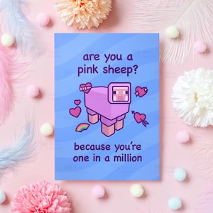 Carte d'anniversaire de joueur | Vous êtes un sur un million | Carte rose drôle de mouton | Pour mari, femme, petit ami, petite amie | Cadeau pour elle ou pour lui