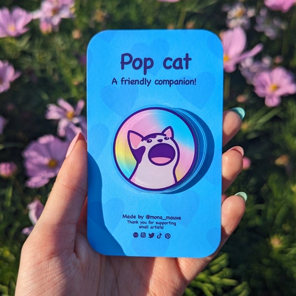 Pop Cat Meme Spilla in acrilico / Distintivo in acrilico da 40 mm con frizione a farfalla / Regalo divertente, sostenibile ed ecologico