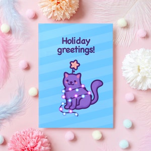 Carte de Noël de chat mignon | Joyeuses fêtes! | Cadeau de Noël sain pour petit ami, mari, petite amie, épouse, maman, sœur – elle ou lui.