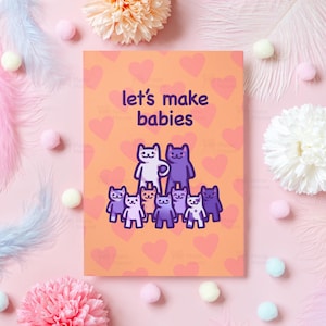 Biglietto d'auguri con meme di gatti divertenti / Facciamo figli / Regalo per marito, moglie, fidanzato, fidanzata