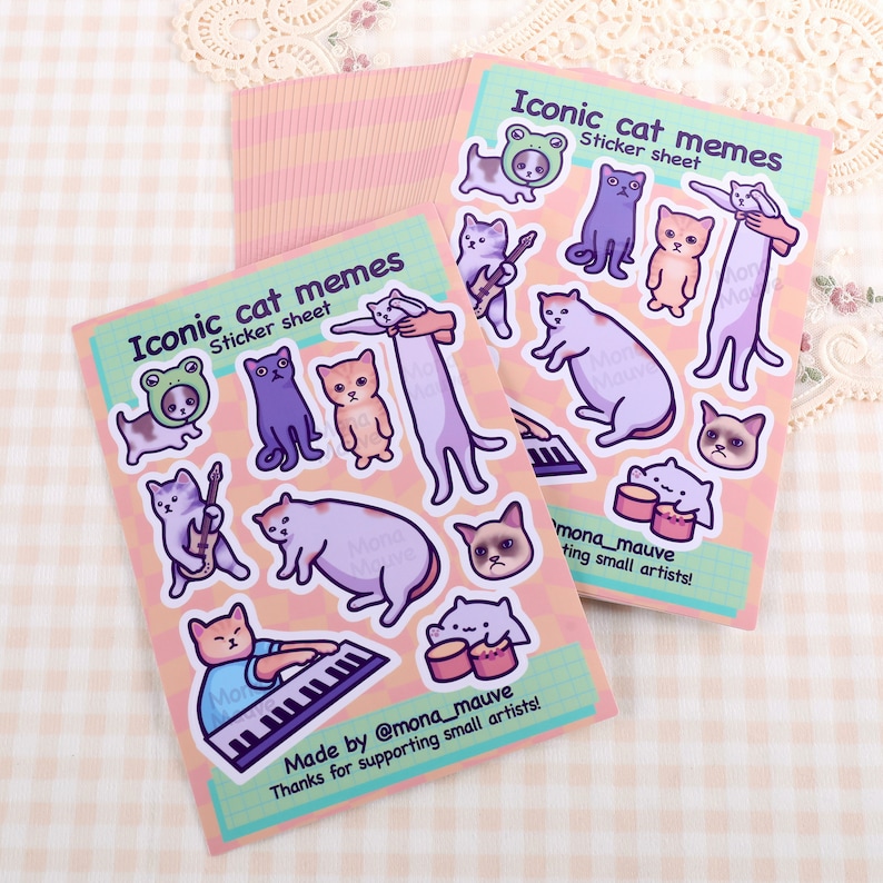 Iconic Cat Memes Sticker Sheet: Funny Waterproof Vinyl Stickers image 2