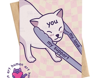 Funny Cat Anniversary Card, My Love and Support, Tongs Cat Meme Card, Weird Love Card