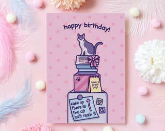 Carte d'anniversaire drôle de chat | Carte de joyeux anniversaire saine et mignonne | Cadeau Meme pour petit ami, petite amie, maman, papa, mari - elle ou lui