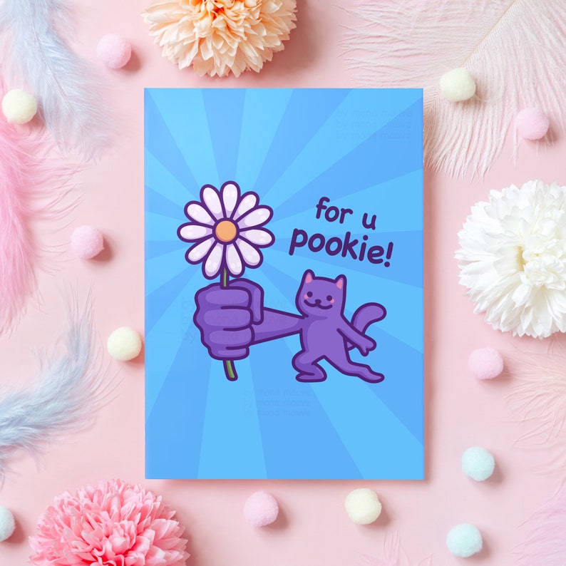 Funny Anniversary Card For You Pookie Wedding or Dating Anniversary Cat Meme Gift for Husband, Wife, Boyfriend, Girlfriend, Her, Him image 1
