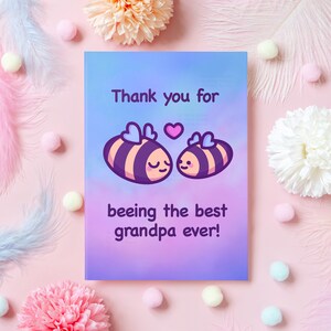 Tarjeta del Abuelo Abeja / ¡Gracias por ser el mejor abuelo del mundo! / Divertido juego de palabras para regalar en el Día de los Abuelos, el Día del Padre o el Cumpleaños del Abuelo.