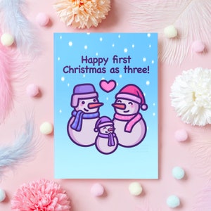 Trois cartes Premier Noël | Joyeux premier Noël ! | Bonhomme de neige sain | Cadeau mignon pour une nouvelle famille | Carte de Noël pour bébé