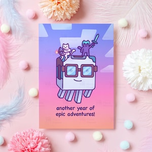 Carte d'anniversaire de joueur | Une autre année d'aventures épiques | Carte de jeu amusante pour mari, femme, petit ami, petite amie | Cadeau pour elle ou pour lui