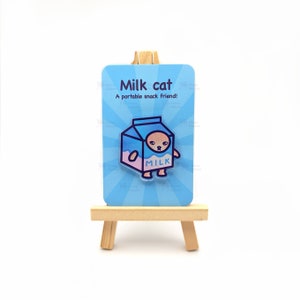 Milk Cat Pin: Snack Cats Collection, Recycled Acrylic Badge