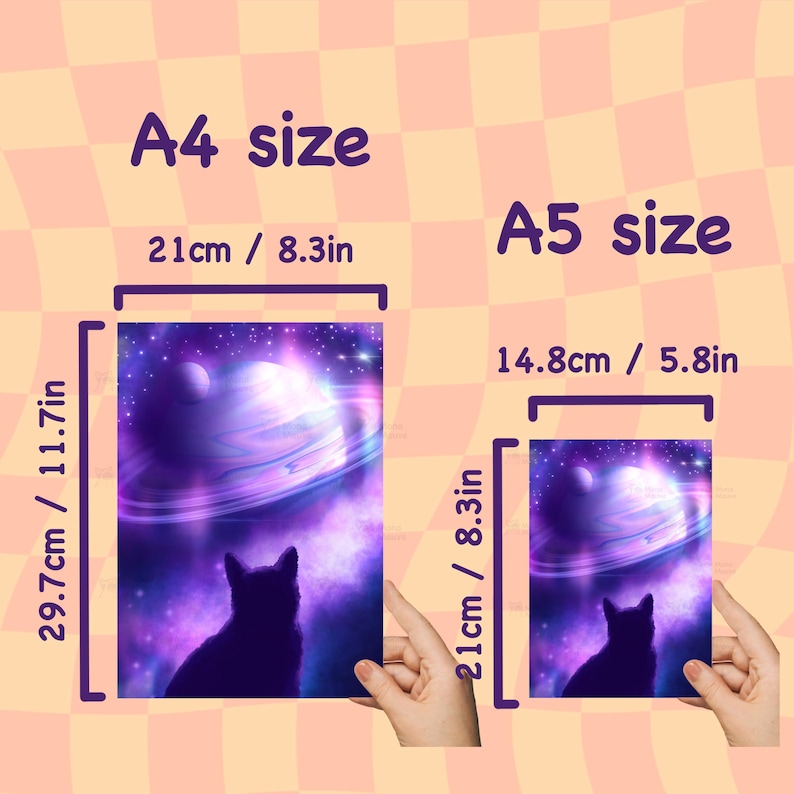 Space Cat Art Print | Galaxy Poster | Blue and Purple Astronomy Wall ...