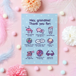 Jolie carte pour grand-mère | Merci grand-mère! | Carte pour la fête des grands-parents | Cadeau fait main sain pour grand-mère