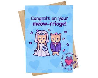 Biglietto di auguri di matrimonio divertente con gatti / Congratulazioni per il vostro matrimonio con gatti / Biglietto di auguri di matrimonio con gioco di parole sui gatti