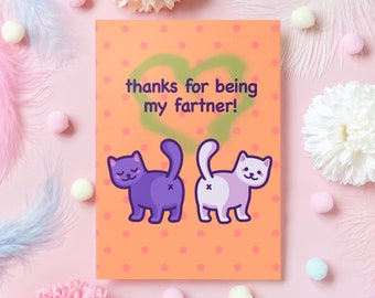 Funny Anniversary Card | Thanks for Being My Fartner | Silly Fart Joke Gift for Husband, Wife, Boyfriend, Girlfriend, Partner, Her, Him