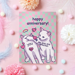 Tarjeta de aniversario divertida / Meme de gato / ¡Feliz aniversario de bodas o citas! / Lindo regalo para esposo, esposa, novio, novia, ella o él