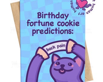 Funny Birthday Card | Fortune Cookie Back Pain Card | Getting Older Birthday Card