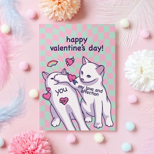 Valentinstag Karte | Niedliches Katzen Mem | Fröhlichen Valentinstag! | Für Mann, Frau, Freund, Freundin, Partner | Geschenk für Sie oder Ihn