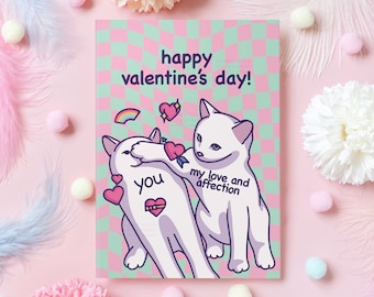 Carte de la Saint-Valentin | Mème de chat mignon | Joyeuse saint Valentin! | Pour mari, femme, petit ami, petite amie, partenaire | Cadeau pour elle ou lui