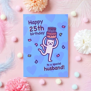 Personalised Cat Birthday Card | Happy Birthday! | Customisable Cute Birthday Gift for Boyfriend, Girlfriend, Husband, Wife - Her or Him