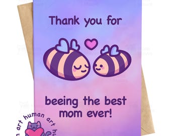 Funny Mother's Day Card | Thank You for Beeing the Best Mum | Bee Pun Card