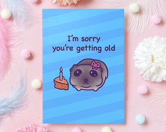 Carte d'anniversaire triste meme de hamster | Je suis désolé que vous vieillissiez | Cadeau d'anniversaire amusant pour petite amie, petit ami, mari, femme, elle, lui