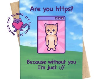 Lustige Katze Jahrestag Karte, sind Sie https, nerdige Liebe Karte, lustige Geeky Karte für Sie, Ihn