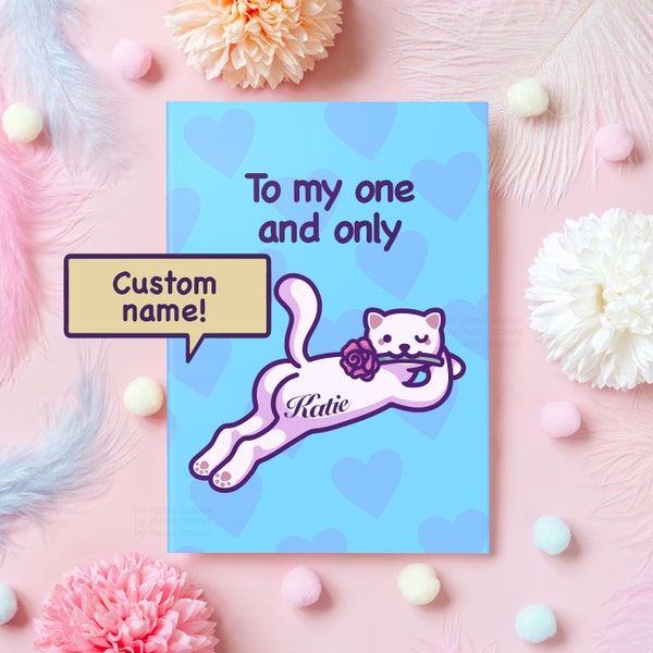 Funny Personalised Cat Card | Cheeky Anniversary or Birthday Card | Cat Butt Tattoo Meme, Gift For Boyfriend, Girlfriend - Her or Him