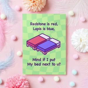 Scheda anniversario giocatore / Redstone è rosso, Lapislazzuli è blu / Regali per giocatori / Per marito, moglie, fidanzato, fidanzata / Regalo per lei o per lui