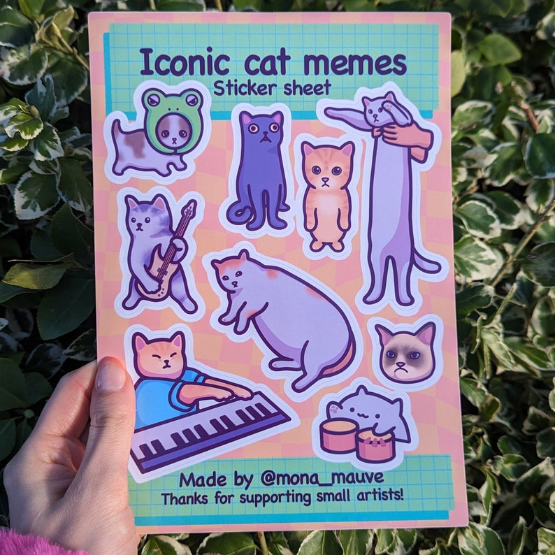 Iconic Cat Memes Sticker Sheet: Funny Waterproof Vinyl Stickers image 3