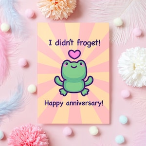 Simpatico biglietto per l'anniversario della rana / non ho ranocchio! / Funny Pun Love Card / Regalo per marito, moglie, fidanzato, fidanzata - lei o lui
