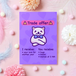 Funny Anniversary Card | Trade Offer Cat Meme | Wedding/Dating Anniversary | For Husband, Wife, Boyfriend, Girlfriend | Gift for Her or Him