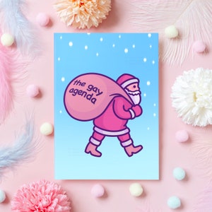 Carte de Noël drôle de fierté LGBTQ + | Le mème de l'agenda gay | Lesbienne, Gay, Bi, Trans, Queer Pride | Cadeau de Noël pour petit ami, petite amie