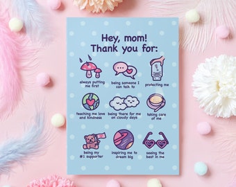 Cute Card for Mum | Thank You, Mum! | Appreciation Card | Wholesome & Sweet Gift for Mum's Birthday or Mother's Day
