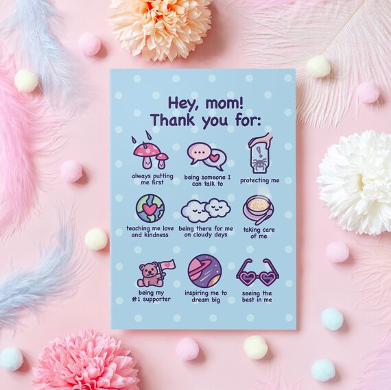 Cute Card for Mum | Thank You, Mum! | Appreciation Card | Wholesome & Sweet Gift for Mum's Birthday or Mother's Day | A6