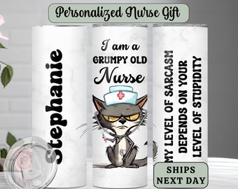 Funny Nurse Tumbler Cup-Custom Coffee Mug for Nurse Appreciation Gift-Insulated Travel Cup for Nursing Grad-Nurse Life Tumbler with Straw