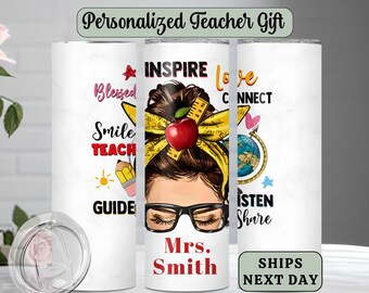 Personalized Teacher Tumbler Cup-Custom Coffee Mug for Elementary Teacher Appreciation gift from Student-Travel Insulated Tumbler with Straw