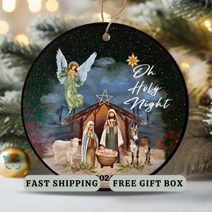 Holy Night Christmas Ornament-Family Keepsake-Christmas Gift for Christian Family-Baby Jesus Family Ornament-Christian Christmas ornament
