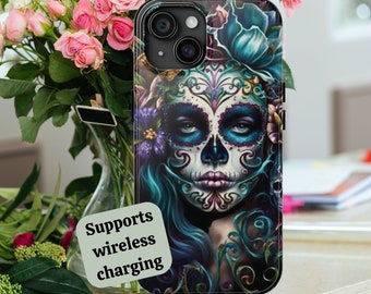 Sugar Skull iPhone Cover Case-Day of the Dead-iphone16-iPhone15 Case-iPhone 14 plus Case-13 mini Case-iPhone 12 pro max case-iPhone 11