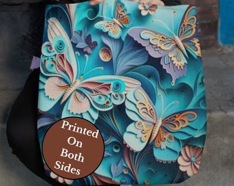 Butterfly Tote Bag-Butterfly lover tote-Large Butterfly reusable bag-Nature lover shopping bag-Vacation Carry on Tote bag-Mother's Day Gift
