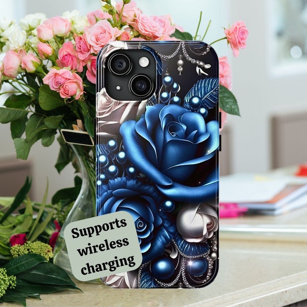 Blue Roses iPhone Case-Flower iPhone case-iPhone15 Roses Phone Case-iPhone 14 Phone Case-iPhone 13 Case-iPhone 12 Phone Case-iPhone 11 Case-