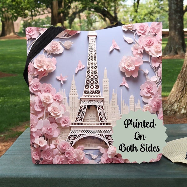 Paris Eiffel Tower Tote Bag-France travel tote-large tote bag-Vacation carry on bag-tourist attraction tote bag, Trendy laptop ipad tote bag