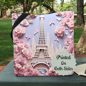 Paris Eiffel Tower Tote Bag-France travel tote-large tote bag-Vacation carry on bag-tourist attraction tote bag, Trendy laptop ipad tote bag