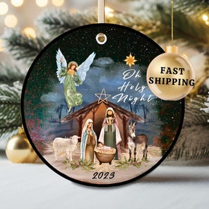 Holy Night Christmas Ornament-Family Keepsake-Christmas Gift for Christian Family-Baby Jesus Family Ornament-Christian Christmas ornament