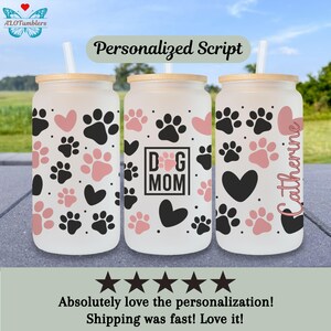 Lovely Dog Mom - Personalized Custom Pink Gradient Glass Mug