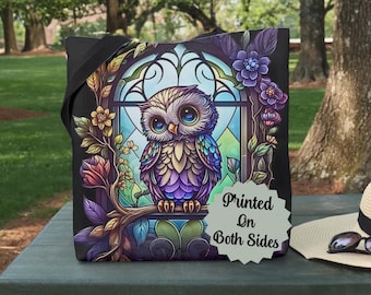 Colorful Owl Tote Bag, Cute Owl Design, Owl Lover Gift, Vibrant Owl Printed Bag, gift for bird lover, Nature Tote bag gift for Mom