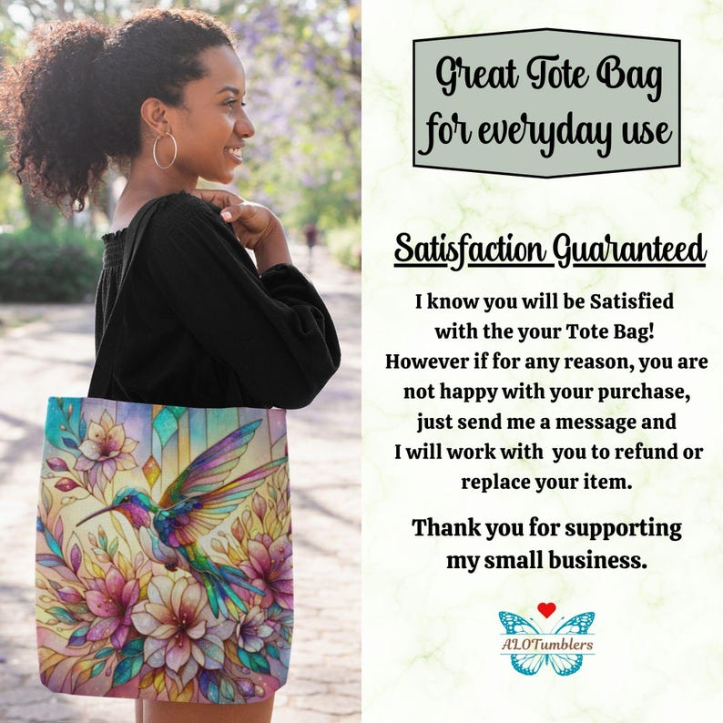 Humming Bird Tote Bag Gift for Bird Lover, Floral Spring Garden Tote ...