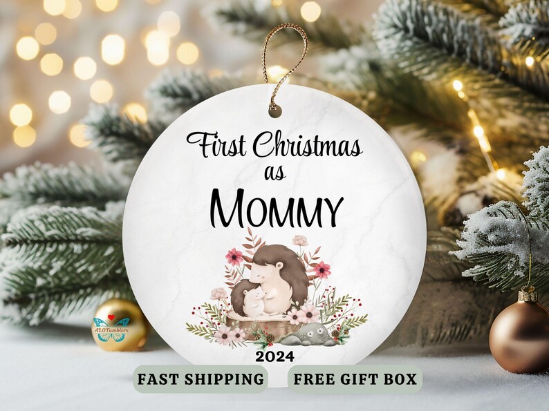 Mommy First Christmas Ornament Gift for Mom, New Mom Keepsake Ornament