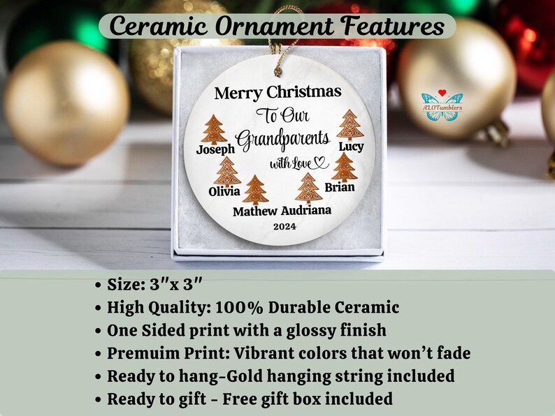 Grandparents Christmas Ornament Gift From Grandkids, Personalized